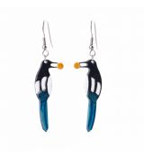 Náušnice smaltované - ptáček s bobulkou