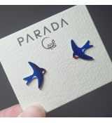 Náušnice smaltované - vlašťovky pecky