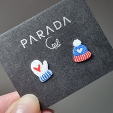 Náušnice smaltované - rukavice a čepice