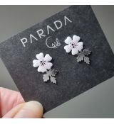 Náušnice smaltované - květinky bílorůžová