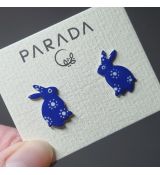 Náušnice smaltované - zajíček modrý