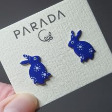 Náušnice smaltované - zajíček modrý