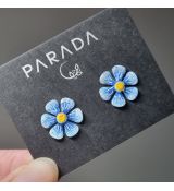 Náušnice smaltované - květinka modrá