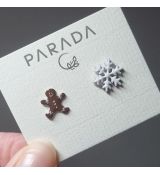 Náušnice smaltované - perníček a vločka