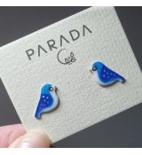 Náušnice smaltované - ptáček