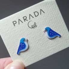 Náušnice smaltované - ptáček