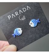 Náušnice smaltované - rybičky modré