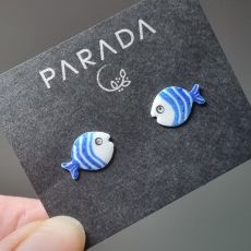 Náušnice smaltované - rybičky modré