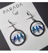 Náušnice smaltované - vlaštovky v kolečku