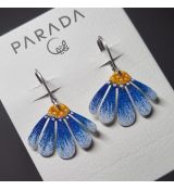 Náušnice smaltované - kytička modrá