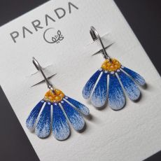 Náušnice smaltované - kytička modrá