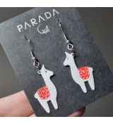 Náušnice smaltované - lama