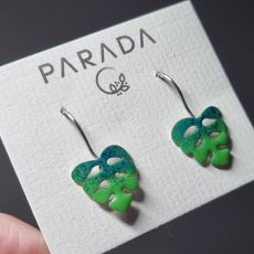 Náušnice smaltované - monstera