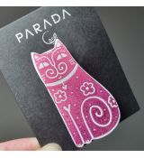 Brož smaltovaná - kocour růžovofialový