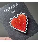 Brož smaltovaná - srdíčko krajkové