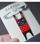 Brož smaltovaná - kočka houpací puntík