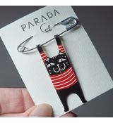 Brož smaltovaná - kočka houpací proužek