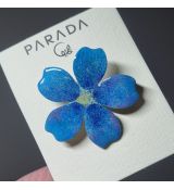 Brož smaltovaná - květinka modrá