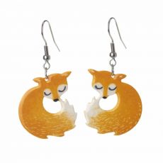 Náušnice smaltované - liška