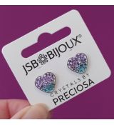 Náušnice Crystals by Preciosa srdíčka - Violet/Aqua