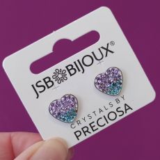 Náušnice Crystals by Preciosa srdíčka - Violet/Aqua
