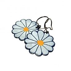 Náušnice smaltované - kopretiny