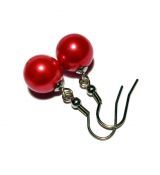 Náušnice perličky 12mm - červené